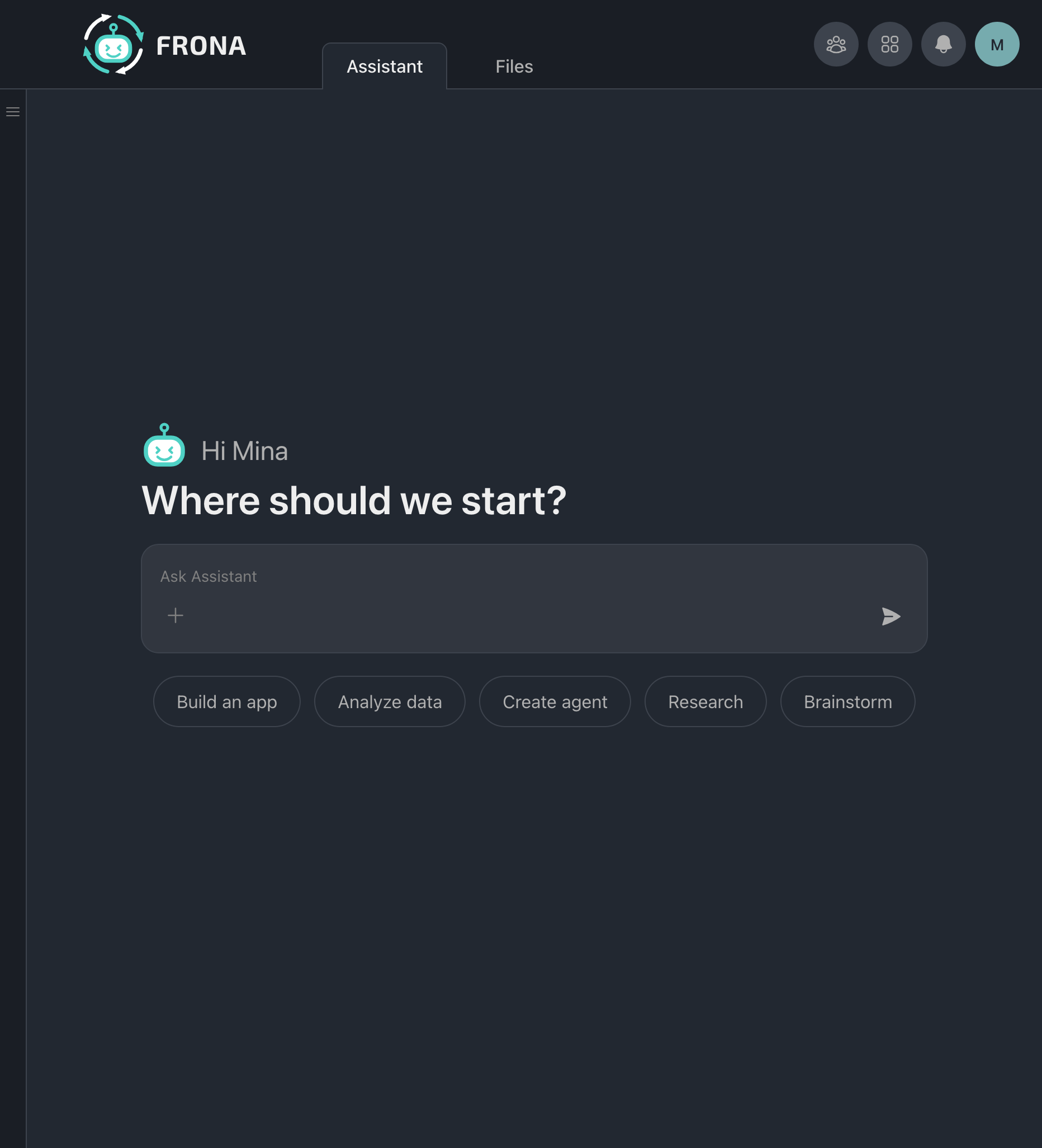 Chat welcome screen