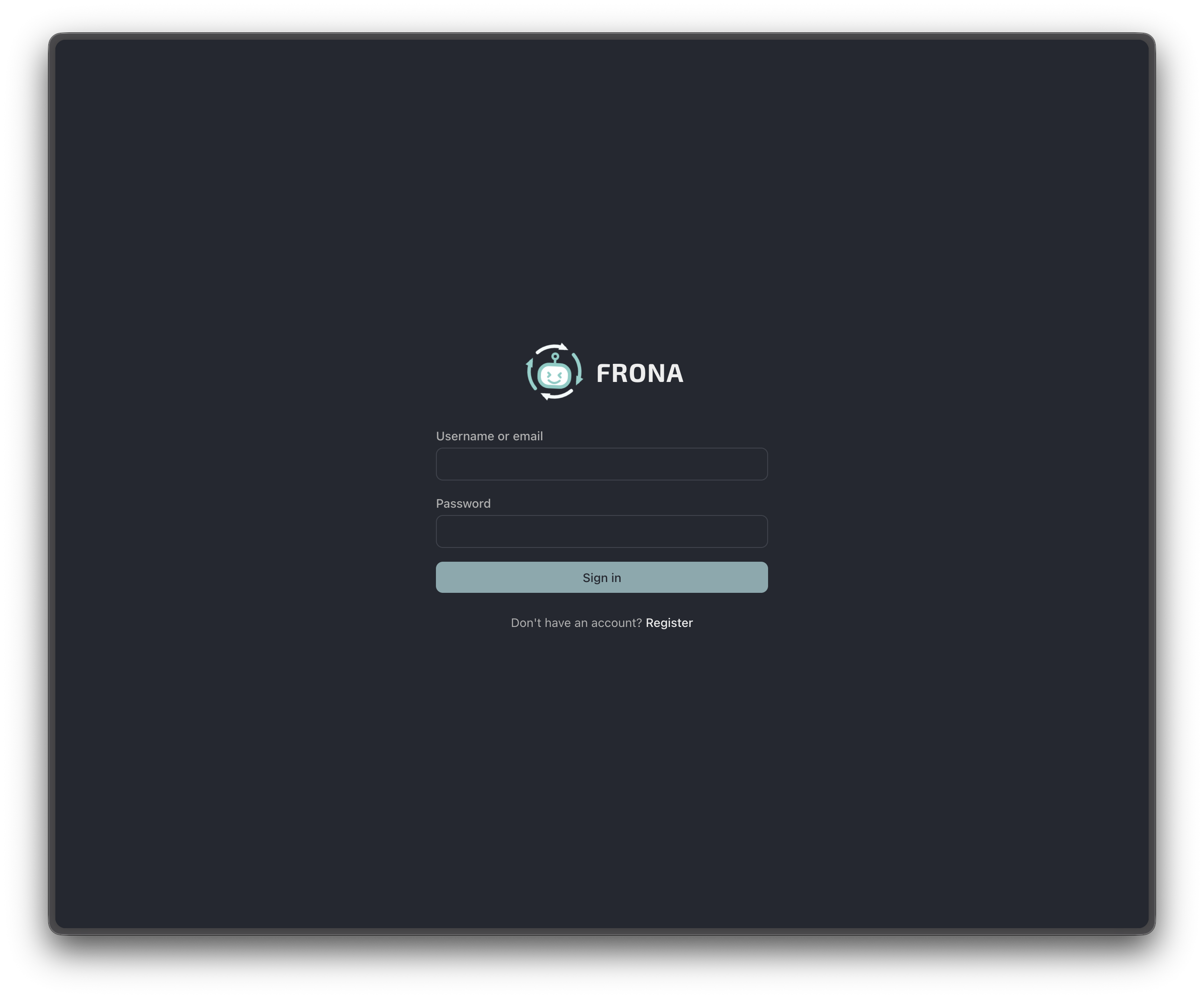 Sign in with your username or email and password.